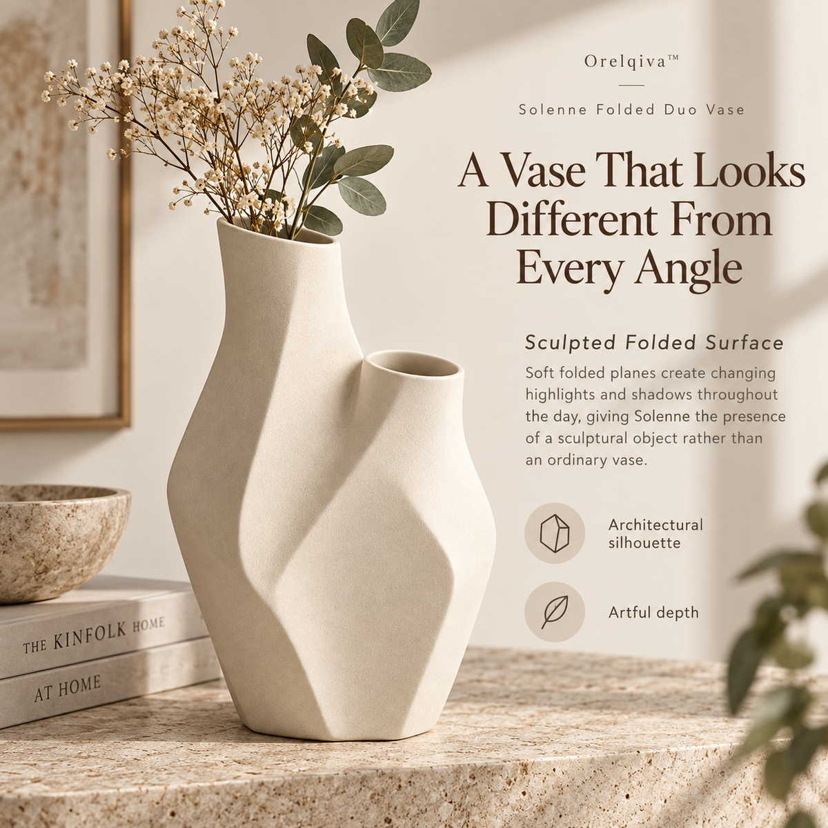 Orelqiva™ Solenne Folded Duo Vase
