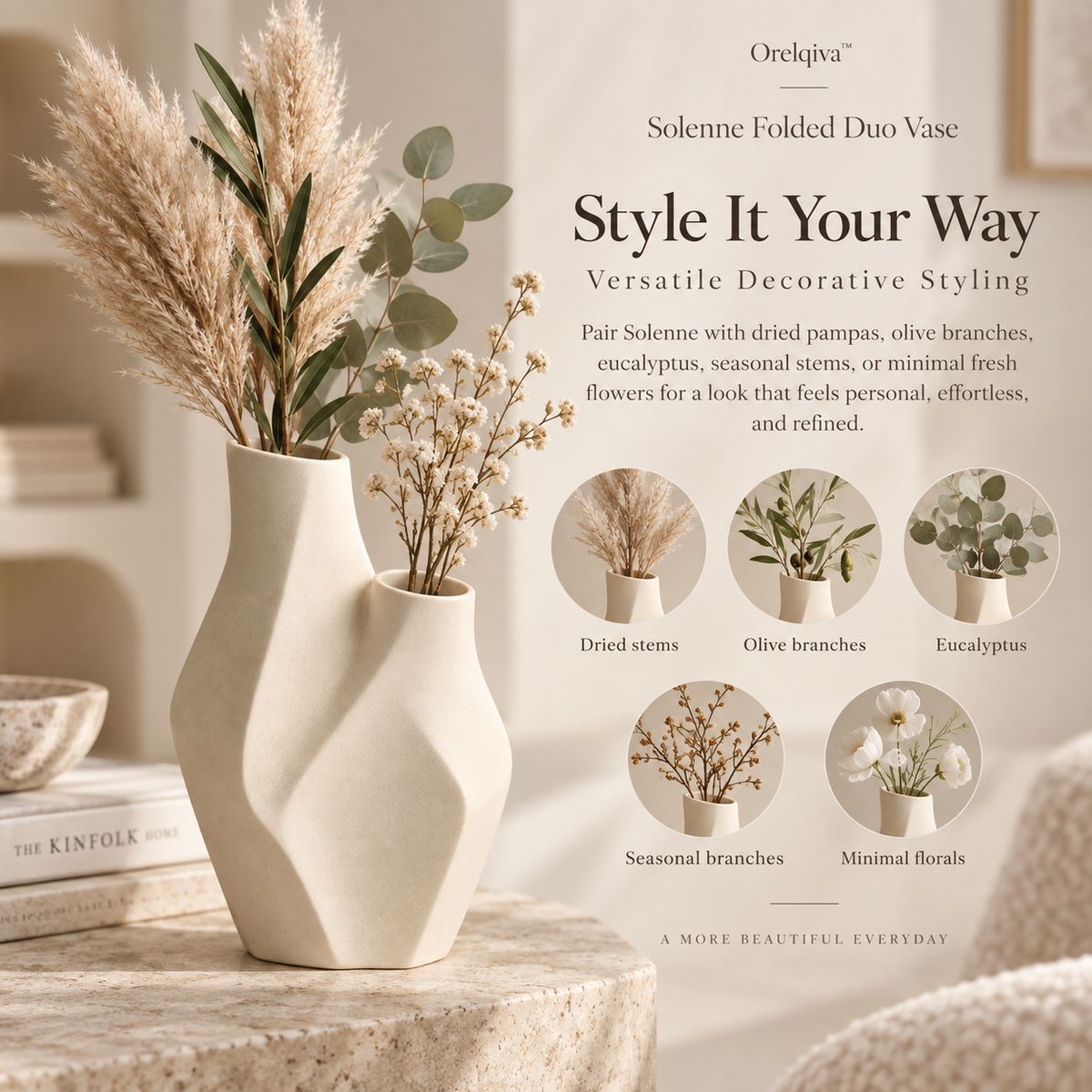 Orelqiva™ Solenne Folded Duo Vase
