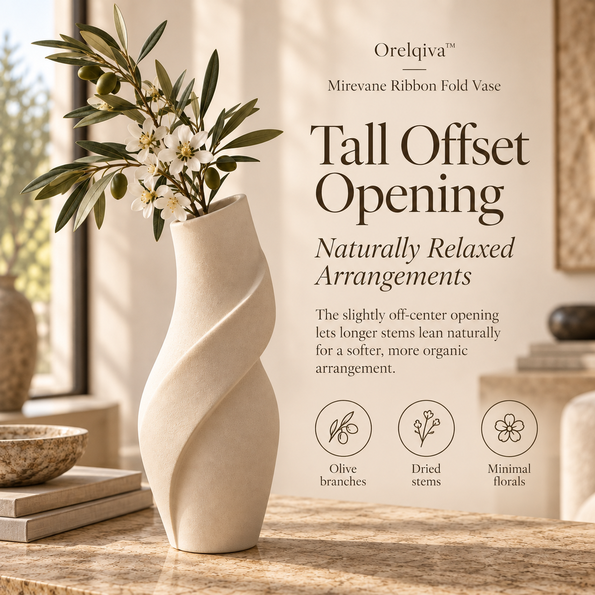 Orelqiva™ Mirevane Ribbon Fold Vase