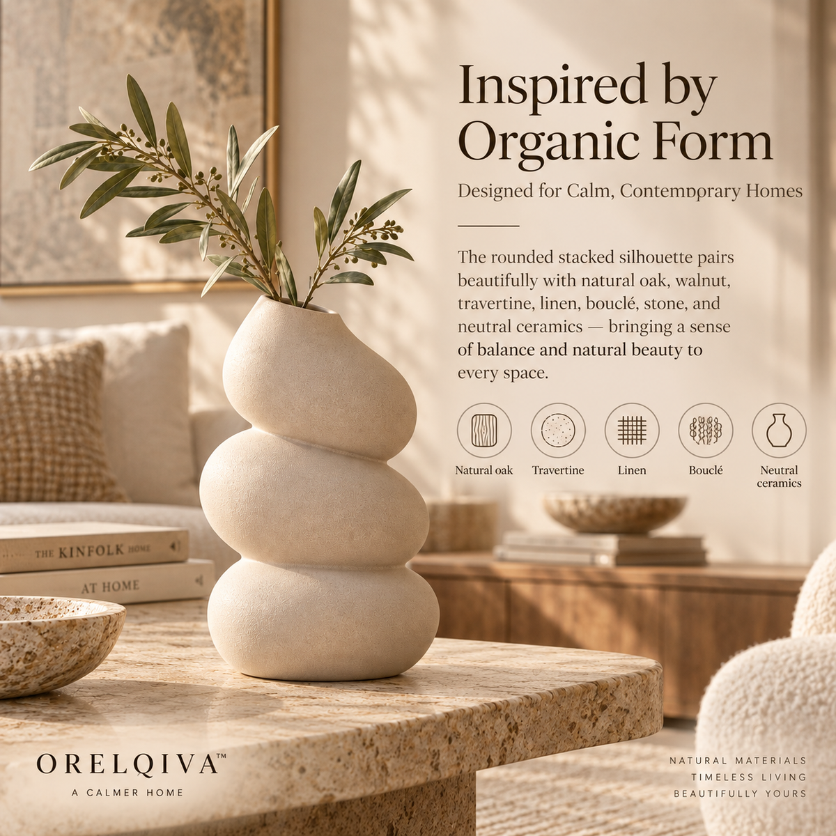 Orelqiva™ Vaelora Pebble Stack Vase