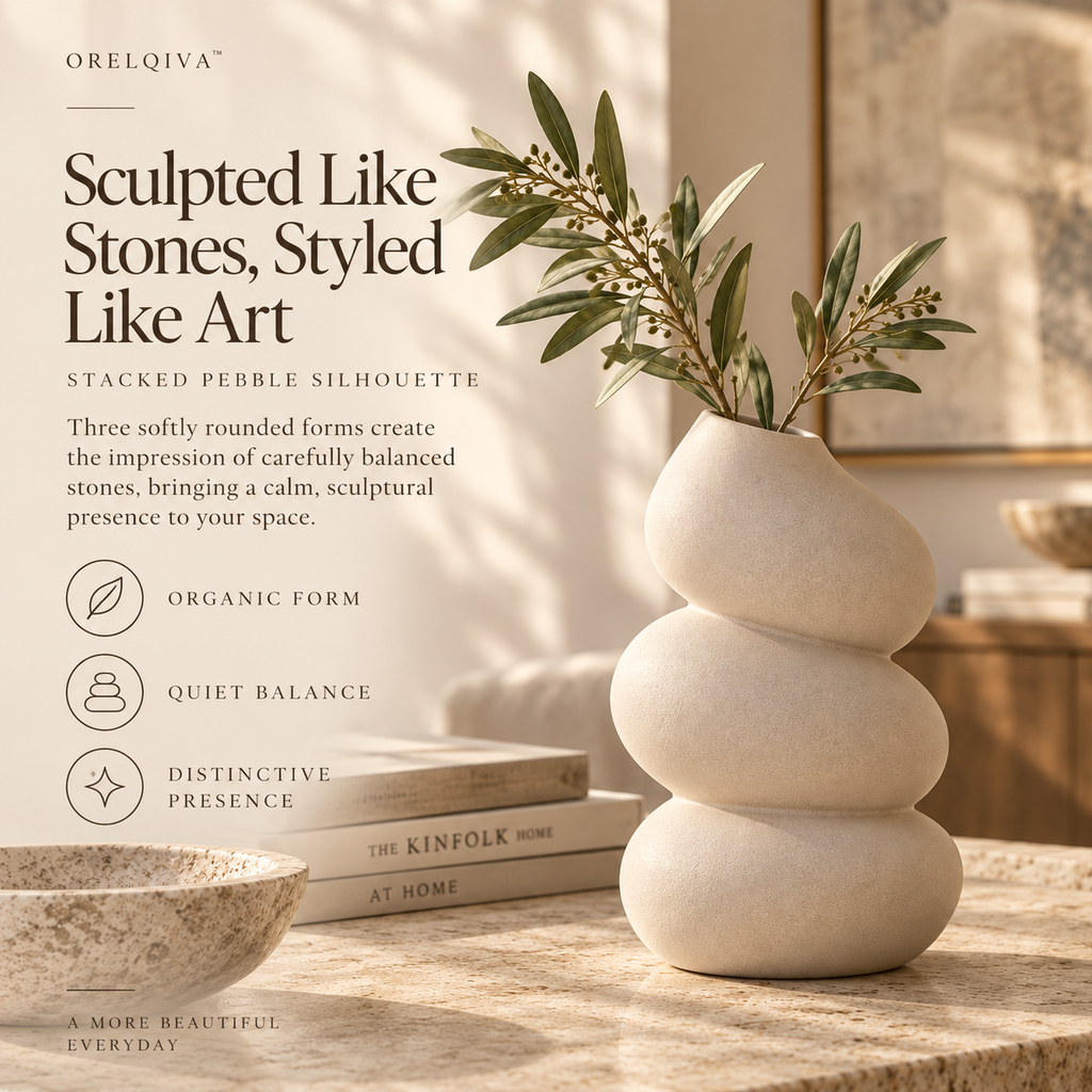 Orelqiva™ Vaelora Pebble Stack Vase