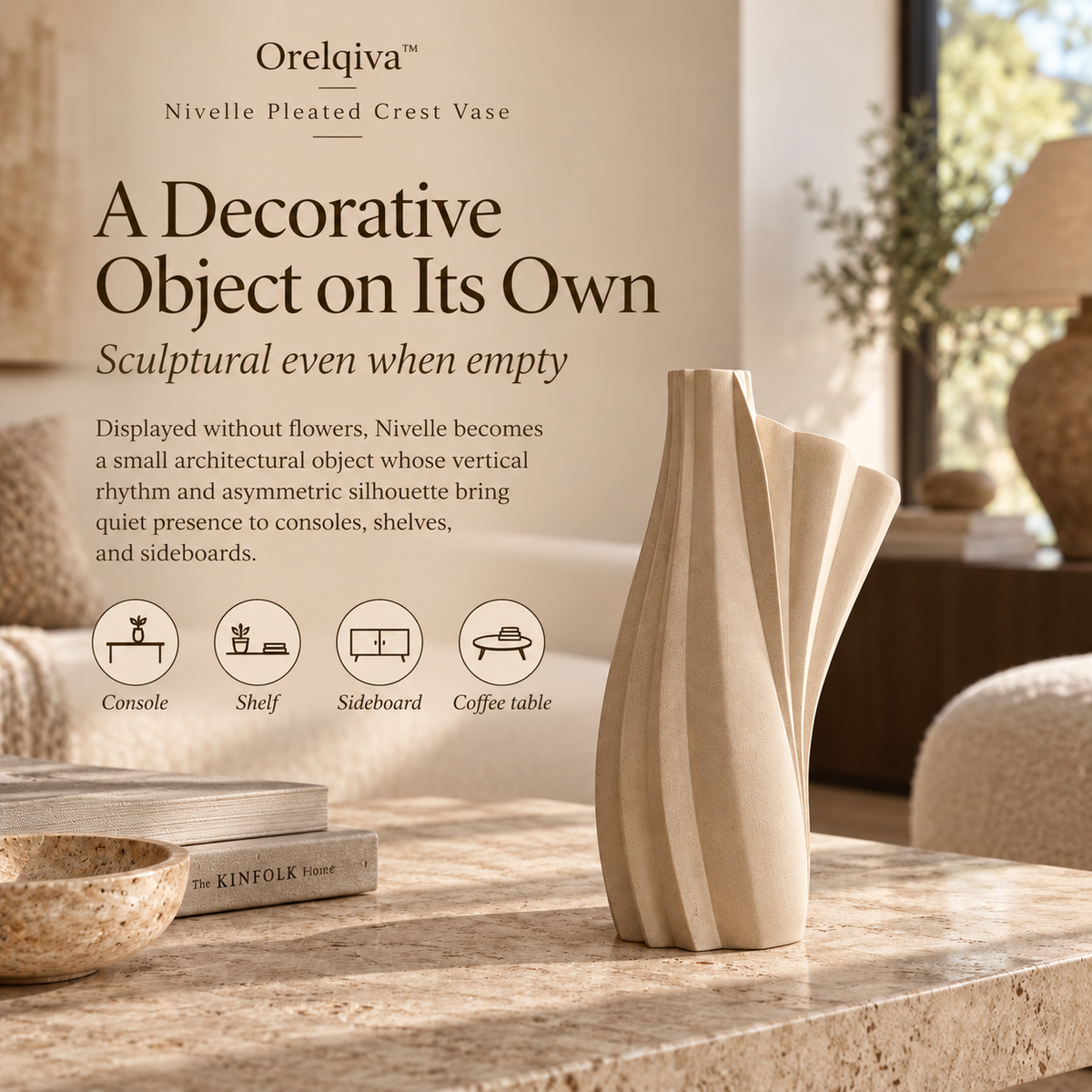Orelqiva™ Nivelle Pleated Crest Vase