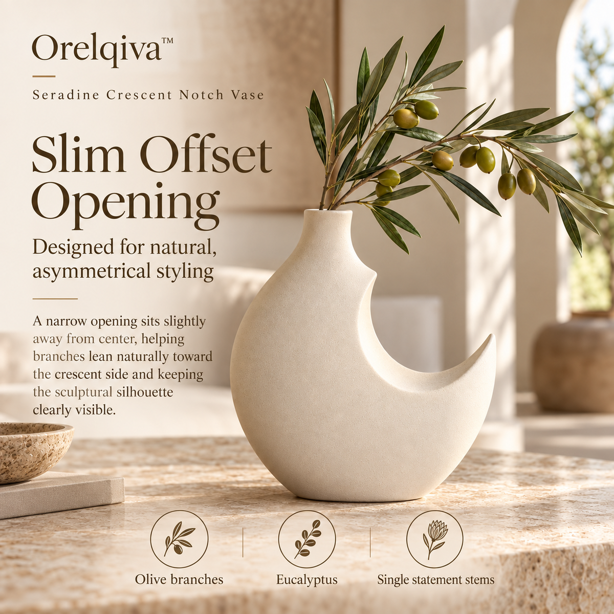 Orelqiva™ Seradine Crescent Notch Vase