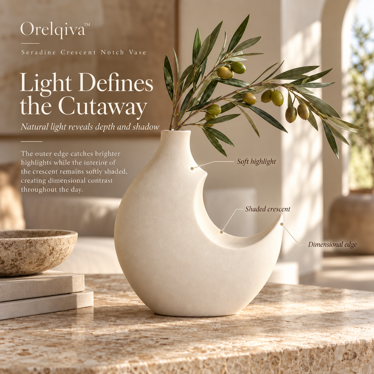 Orelqiva™ Seradine Crescent Notch Vase