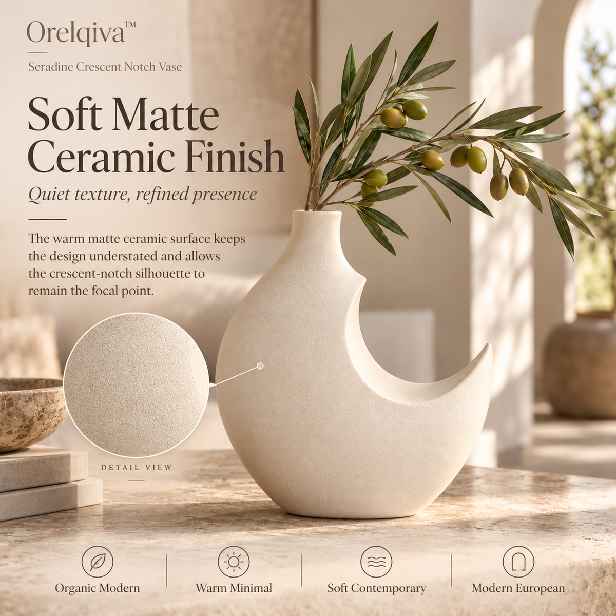 Orelqiva™ Seradine Crescent Notch Vase