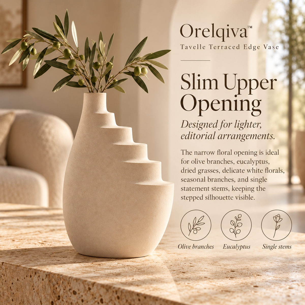 Orelqiva™ Tavelle Terraced Edge Vase