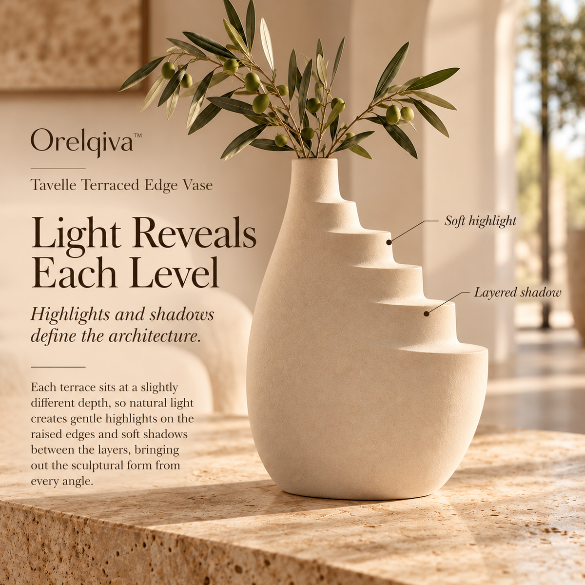 Orelqiva™ Tavelle Terraced Edge Vase