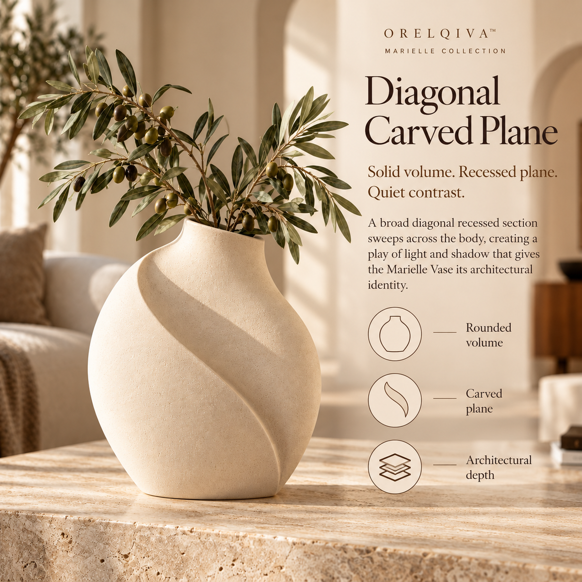 Orelqiva™ Marielle Carved Plane Vase